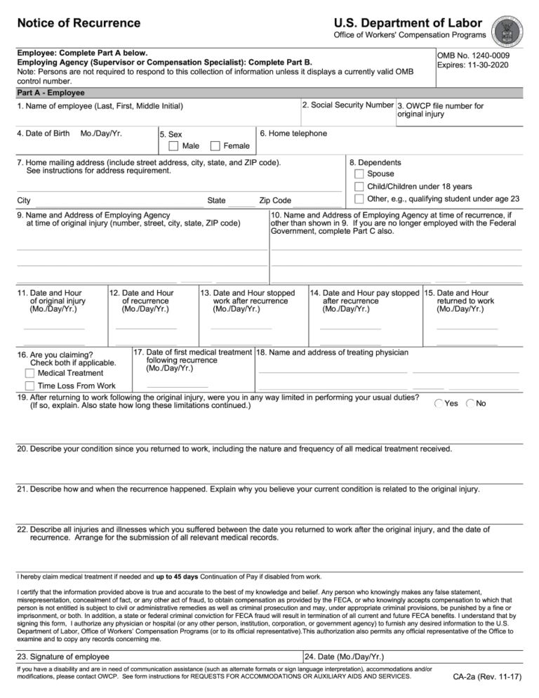 Form CA 2a 2017 2019 Printable And Blank PDF Sample To Download