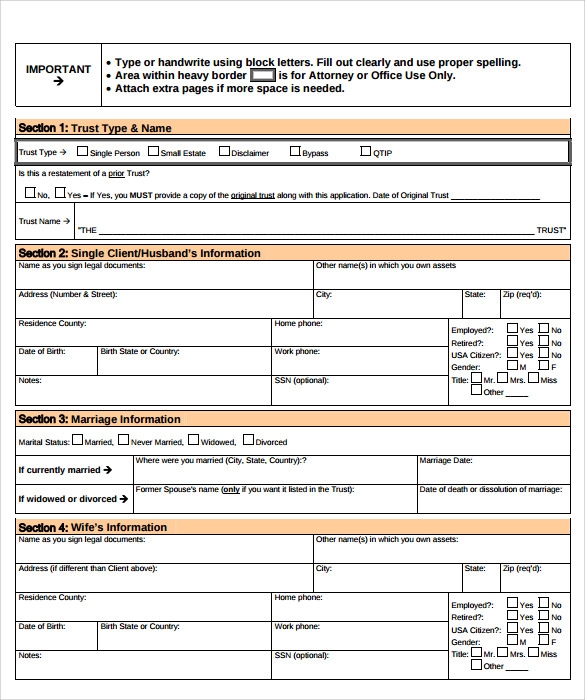 FREE 10 Sample Living Trust Form Templates In PDF Word