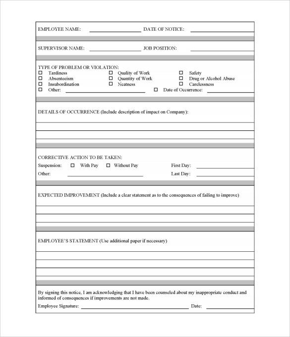 FREE 7 Sample Employee Write Up Forms In PDF