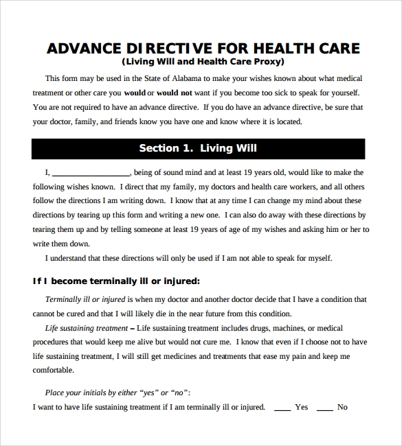 FREE 9 Advance Directive Forms In PDF