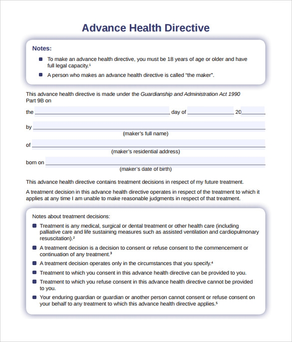 FREE 9 Advance Directive Forms In PDF