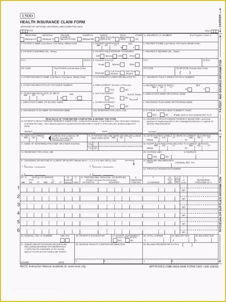 Free Fillable Hcfa 1500 Form Printable Forms Free Online