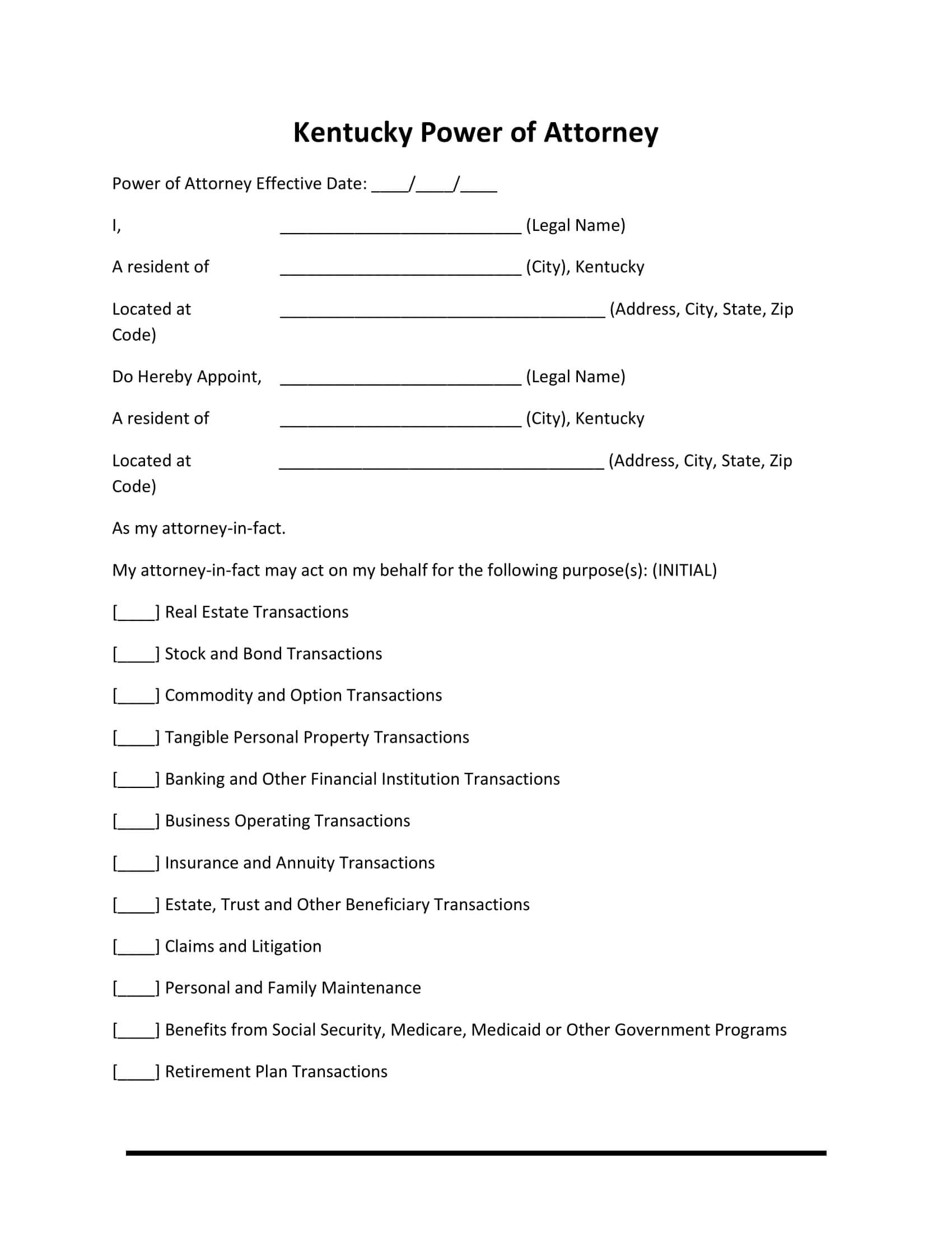 Free Fillable Kentucky Power Of Attorney Form PDF Templates