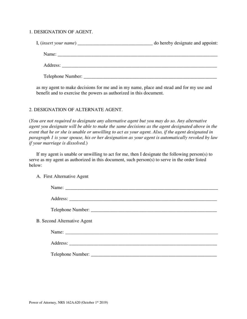 Free Fillable Nevada Power Of Attorney Form PDF Templates