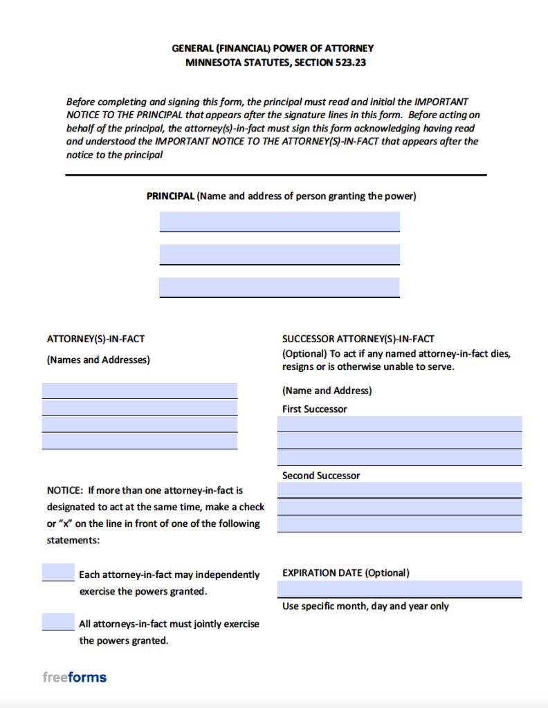 Free Minnesota Power Of Attorney Forms PDF