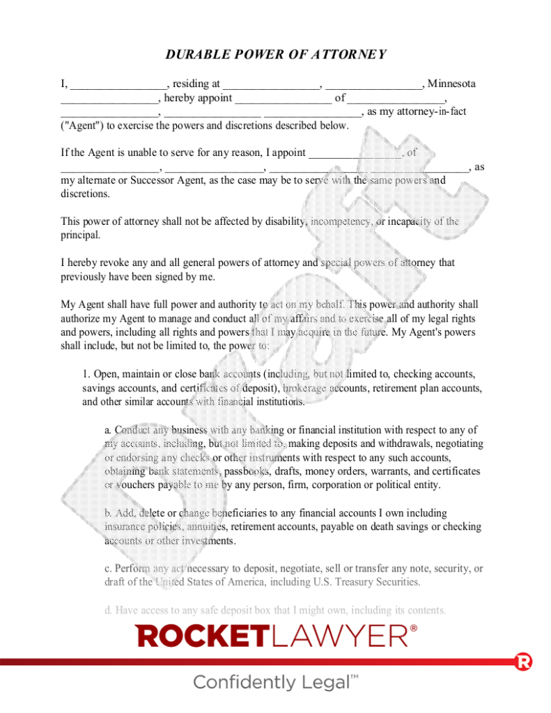 Free Minnesota Power Of Attorney Make Download Rocket Lawyer