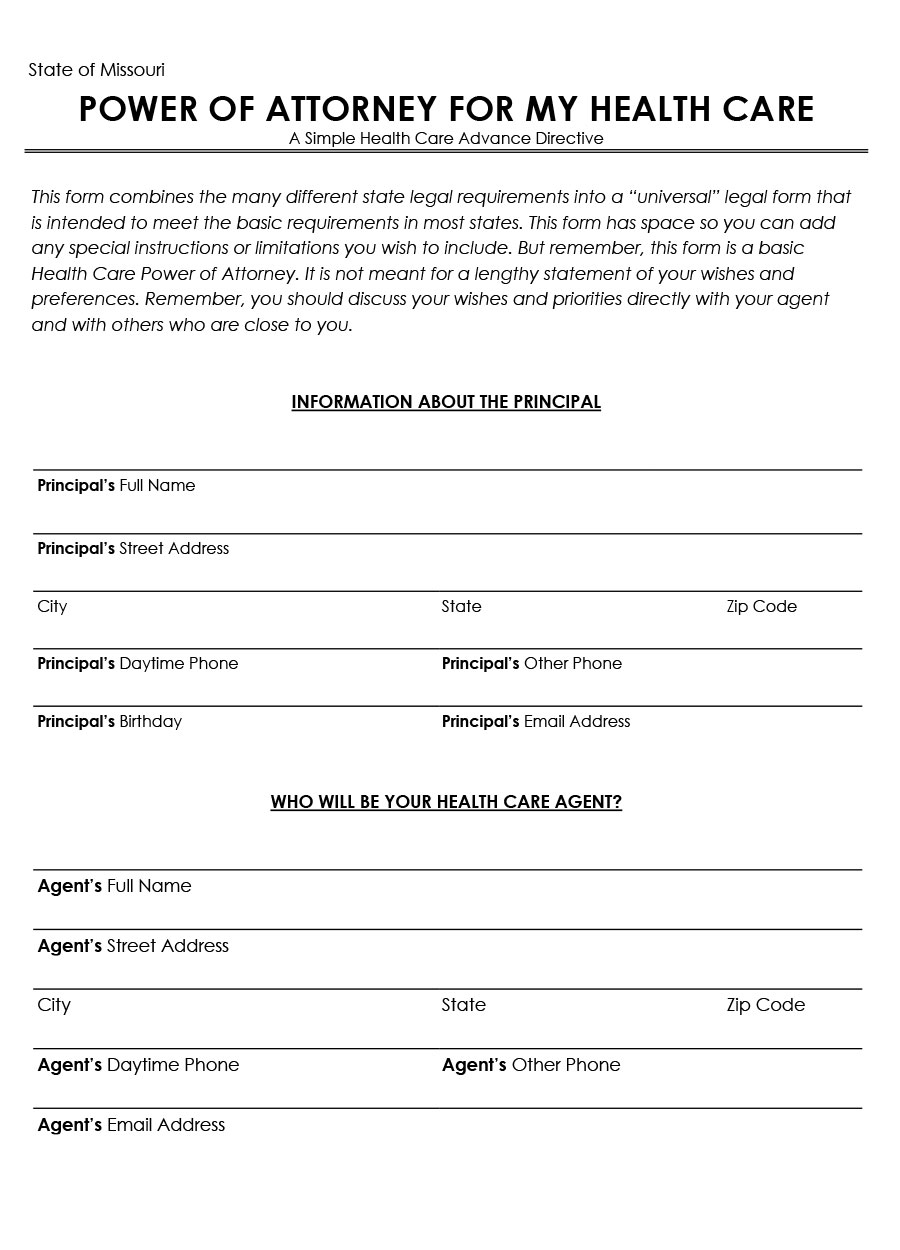 Free Missouri Power Of Attorney Forms 9 Types PDF Word