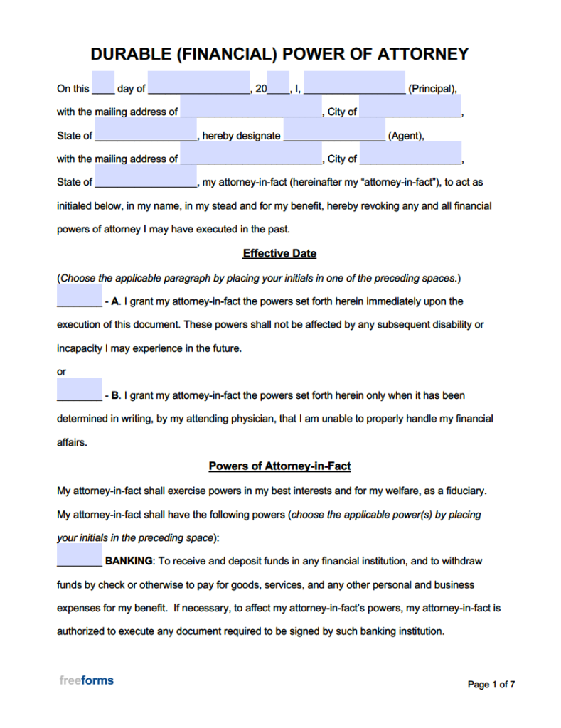 Free Poa Printable Forms