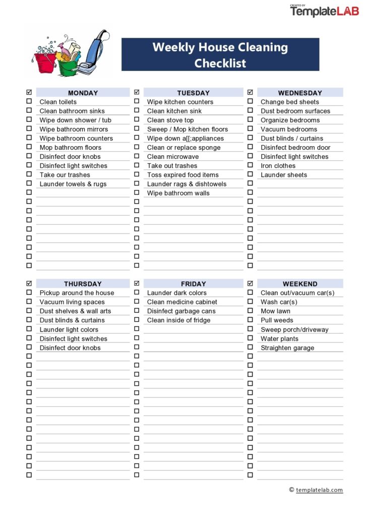 Free Printable Cleaning Checklist Template