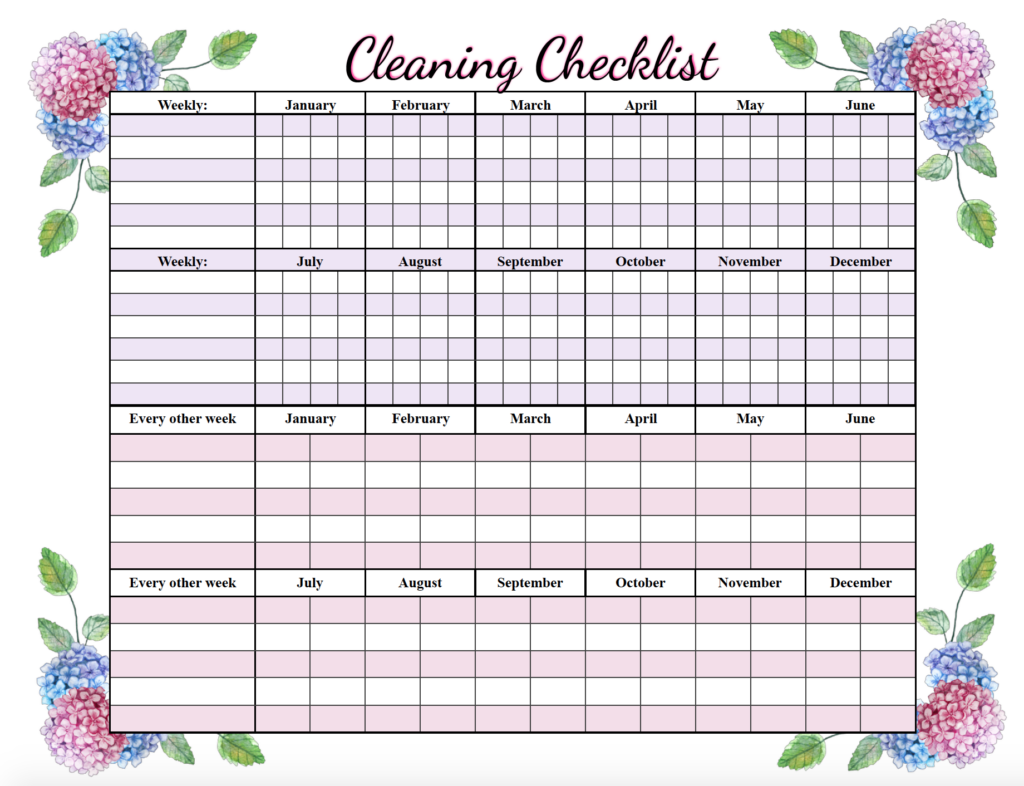 Free Printable Cleaning Checklists Weekly And Deep Cleaning Available