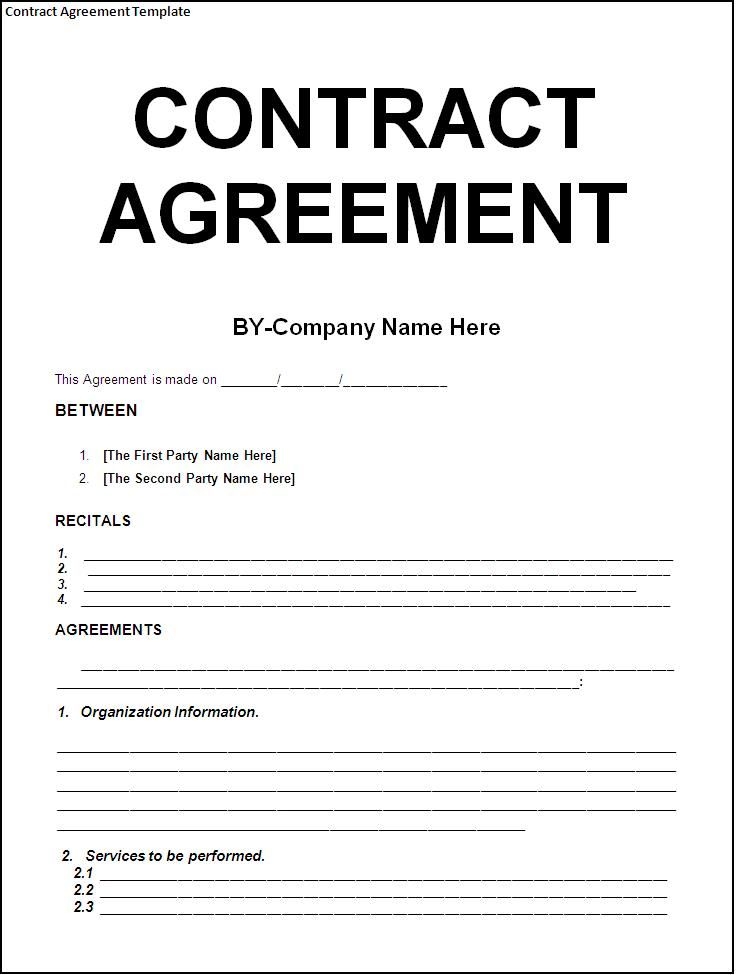 Free Printable Contract Template