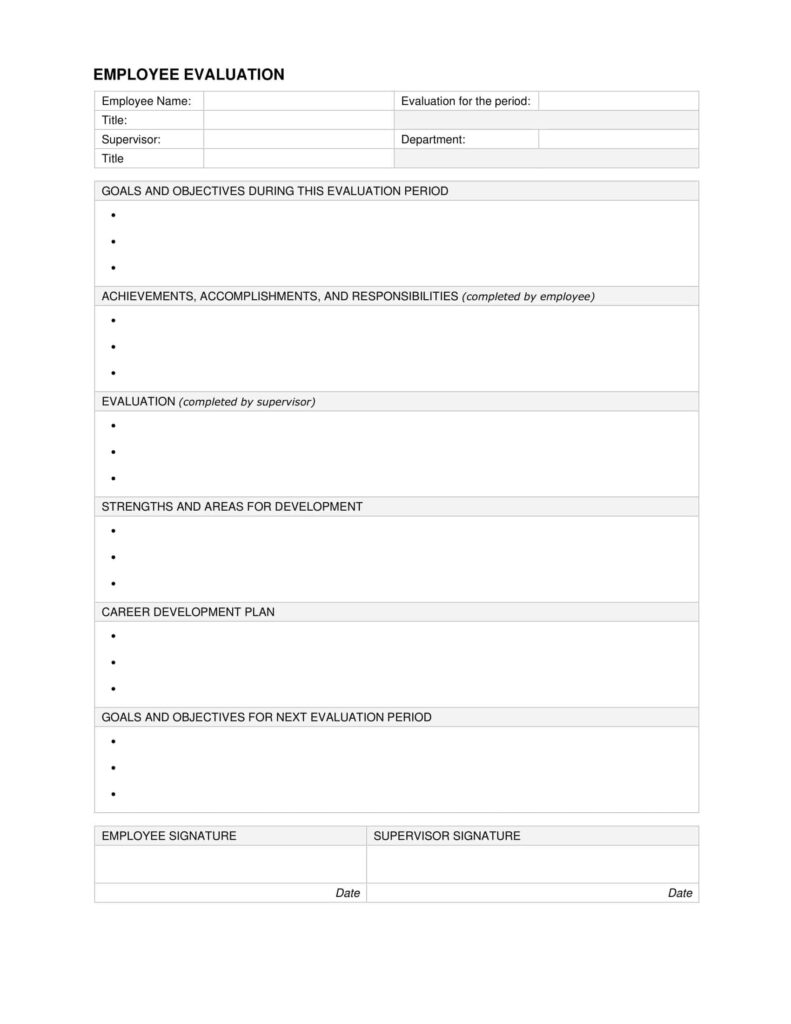 Free Printable Employee Evaluation Form Templates PDF Excel Word 