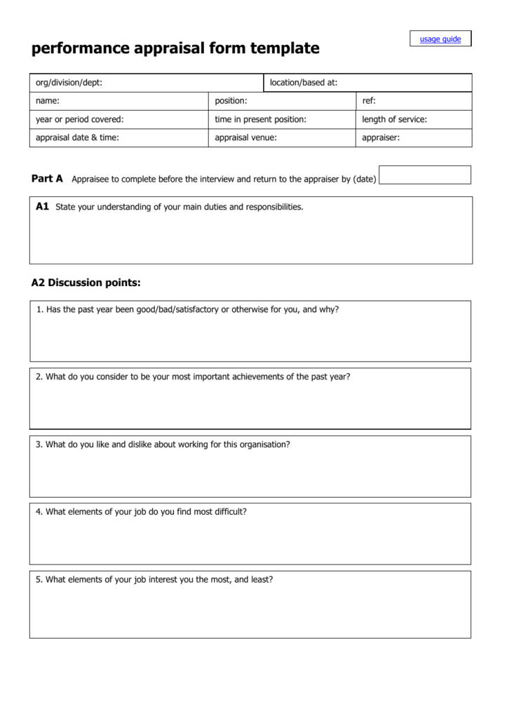 Free Printable Employee Performance Evaluation Forms