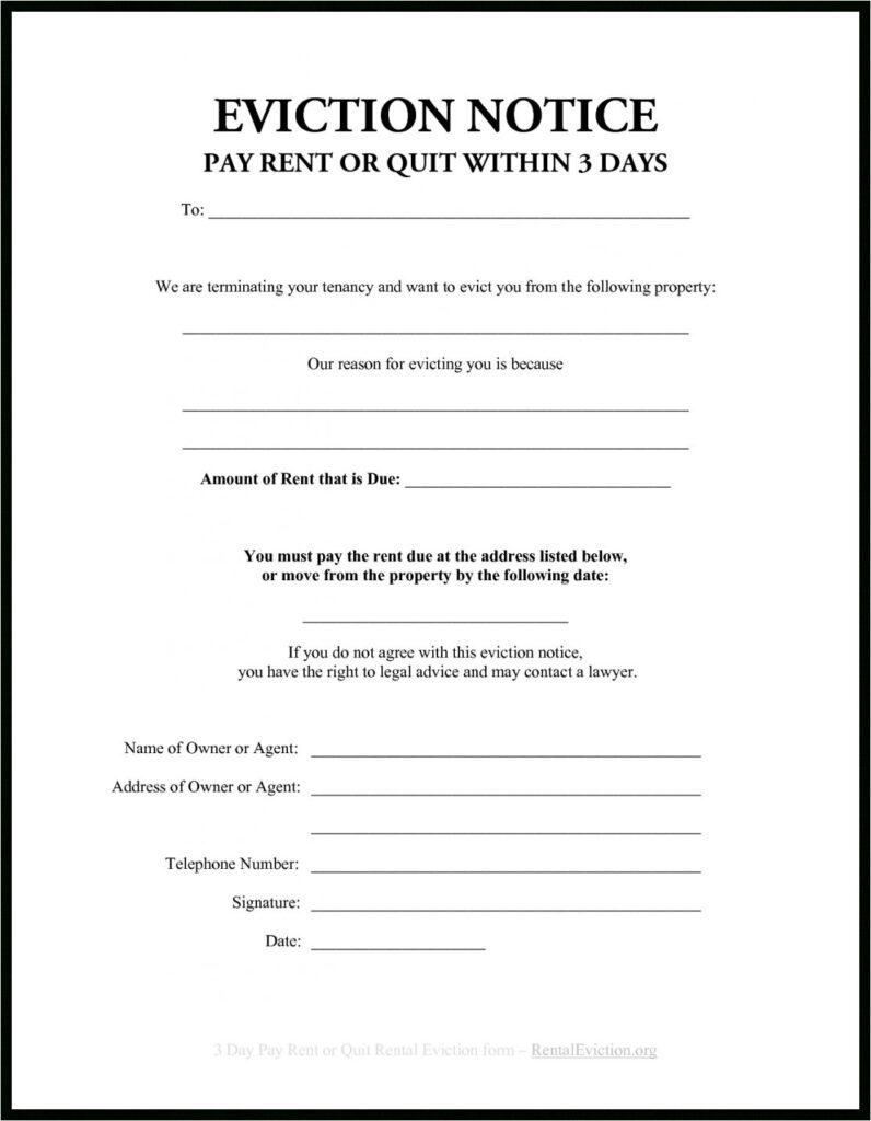 Free Printable Eviction Notice Template Word S oldvictheatre