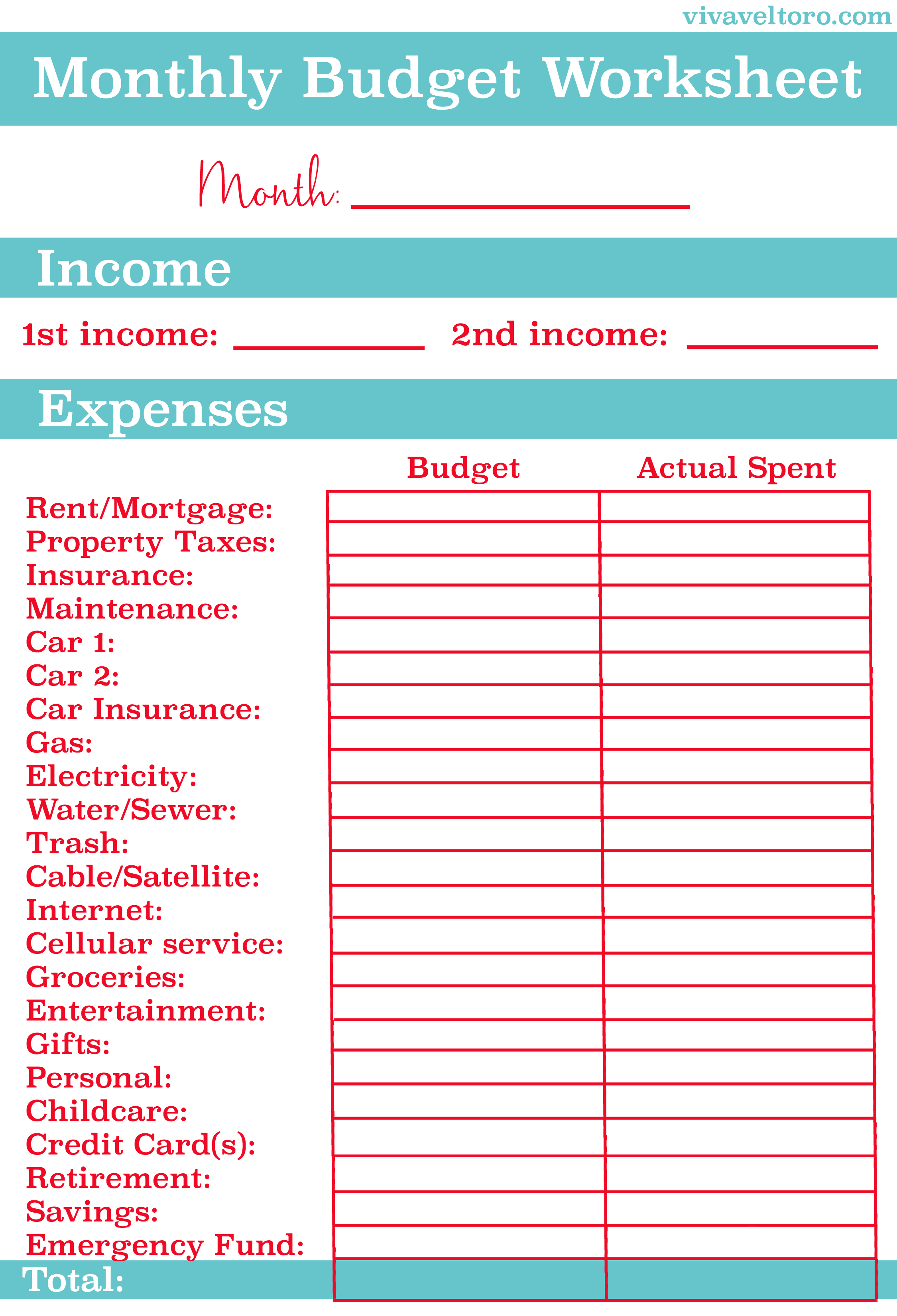 Free Printable Expense Sheet