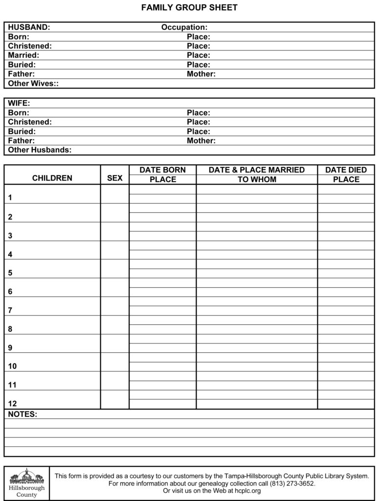 Free Printable Genealogy Sheets