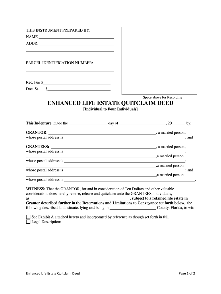 Free Printable Lady Bird Deed Florida Form