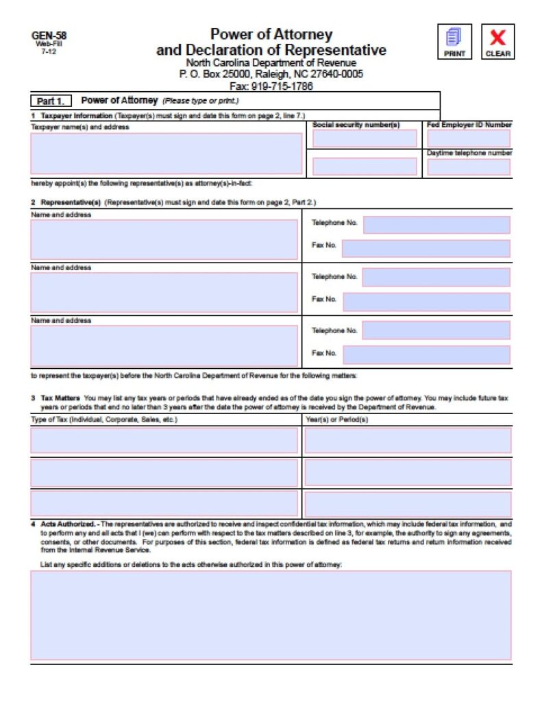 Free Printable Nc Power Of Attorney Form