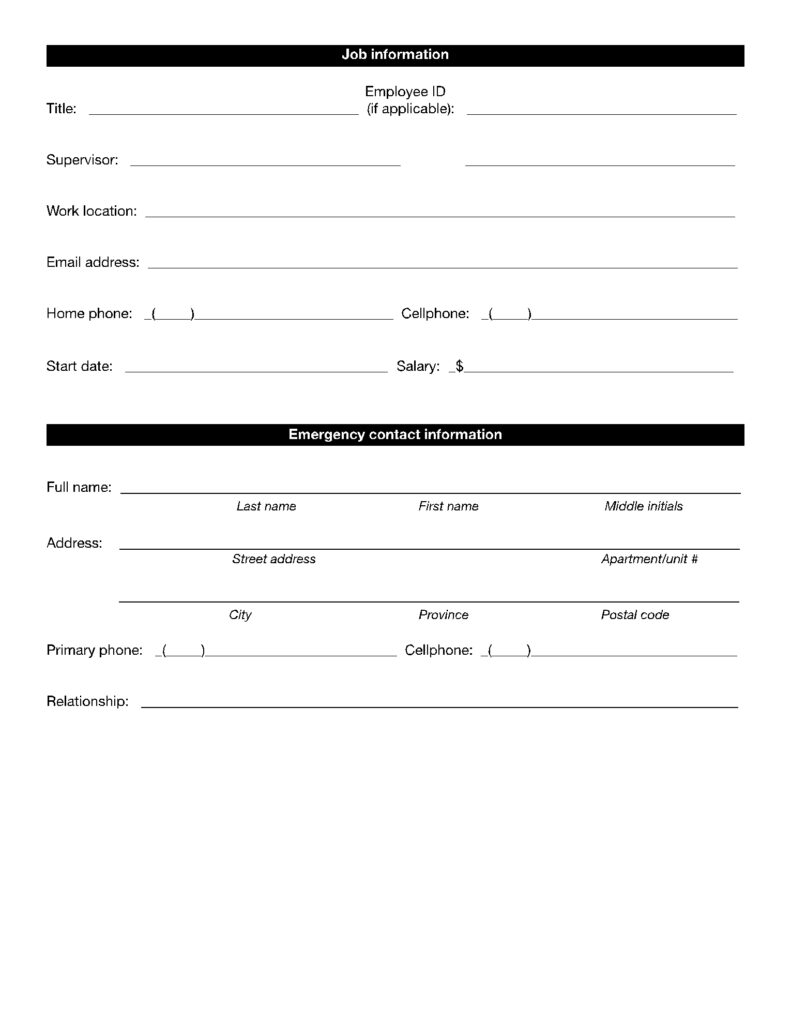 Free Printable New Employee Forms