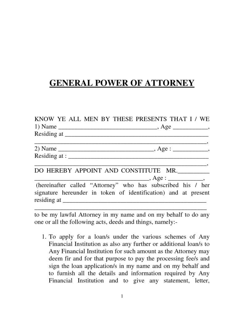 Free Printable Power Of Attorney Form GENERIC 