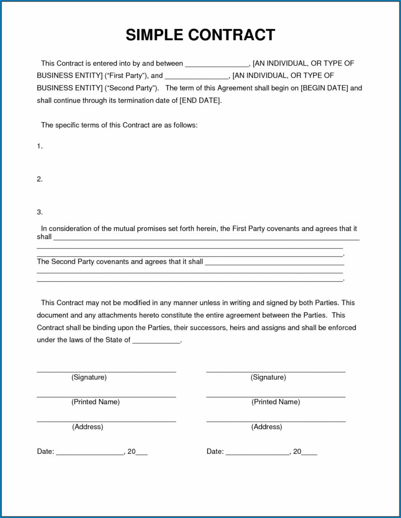  Free Printable Simple Contractor Agreement Template