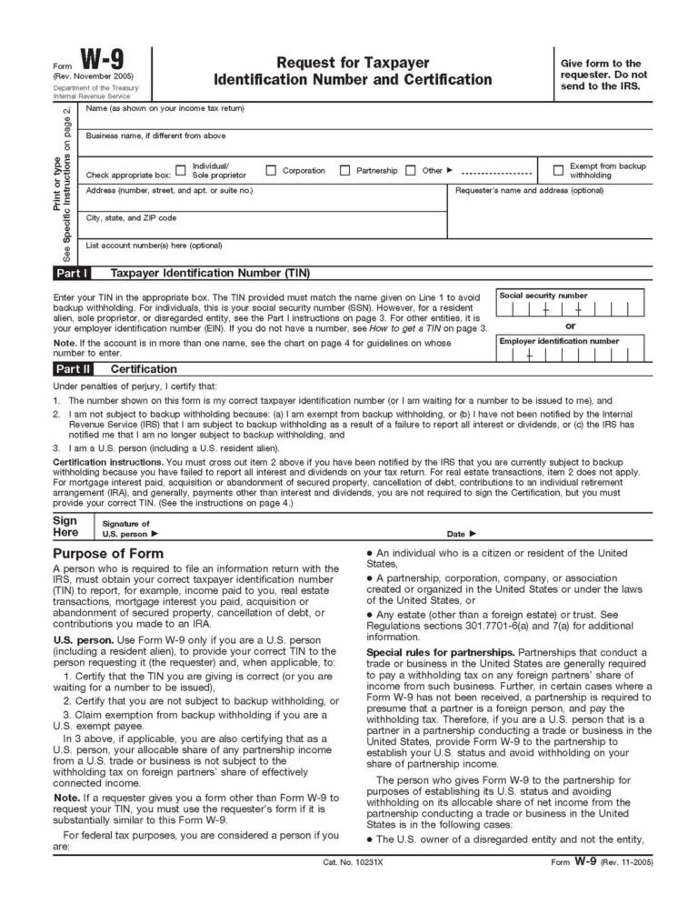 Free Printable W 9 Form 2025 Ian Lyman