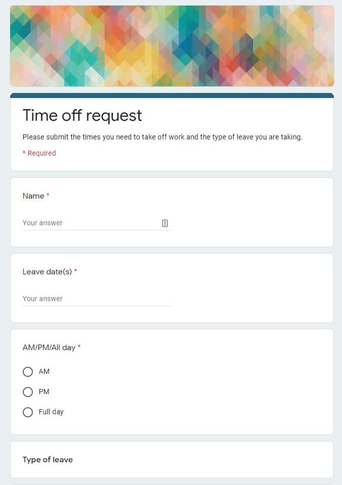 Google Form Templates Free