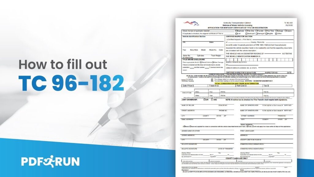 How To Fill Out TC 96 182 Or Kentucky Vehicle Registration PDFRun 