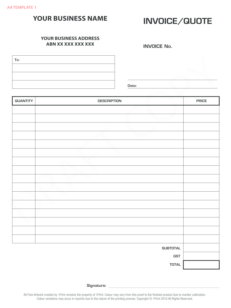 Invoice Forms Free Printable