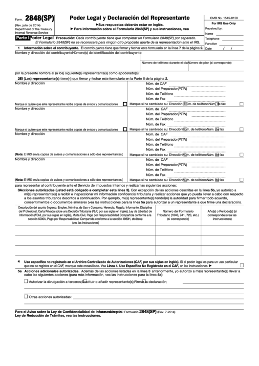 Irs Form 2848 Fillable Printable Forms Free Online