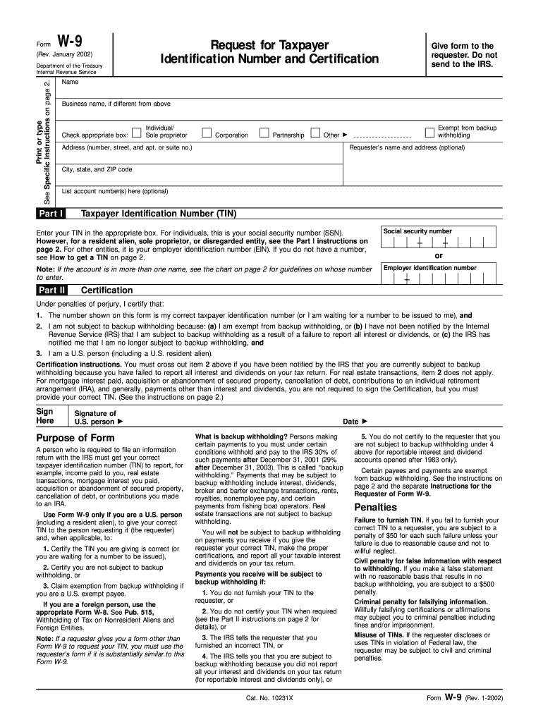 Irs Form W 9 Fillable Printable Forms Free Online