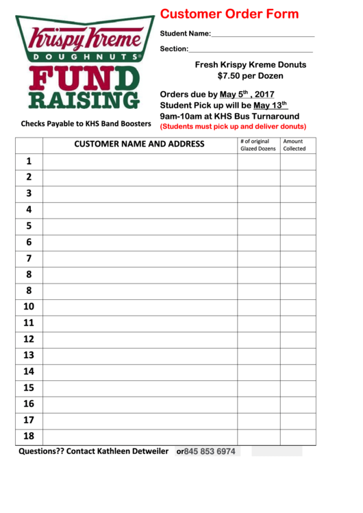 Krispy Kreme Order Form Printable Pdf Download