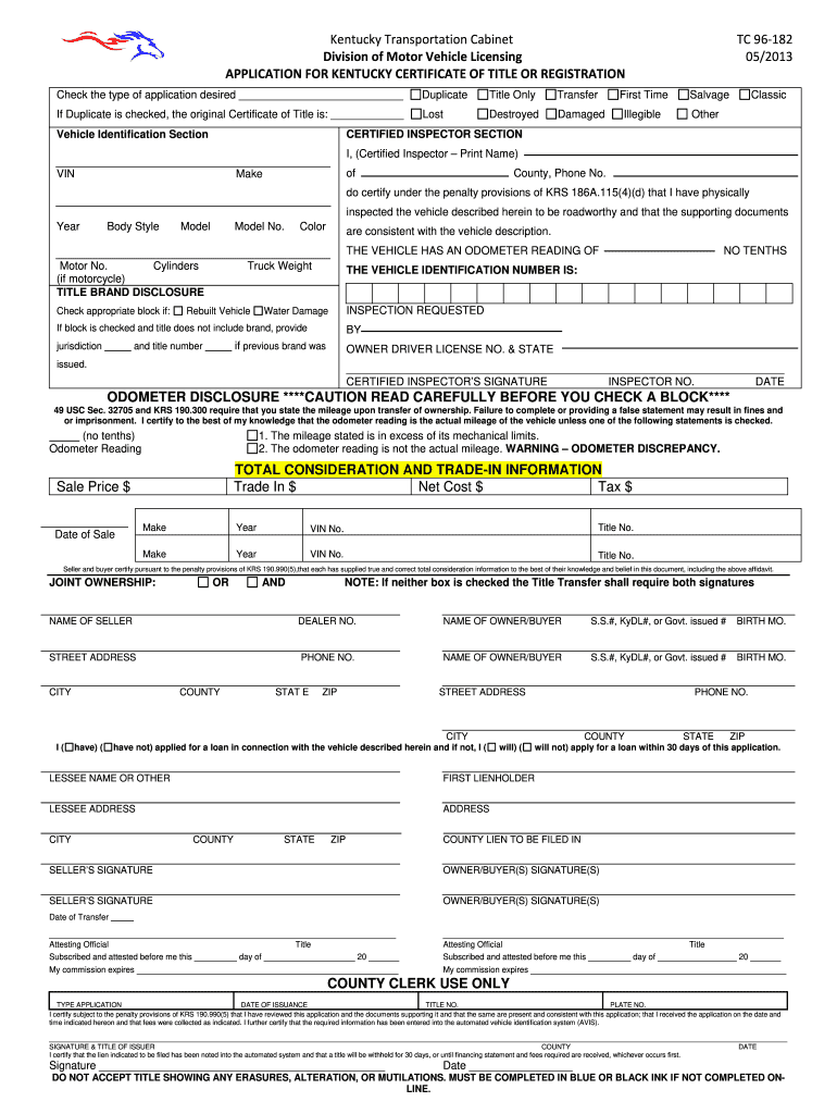 KY TC 96 182 2012 Fill And Sign Printable Template Online US Legal 