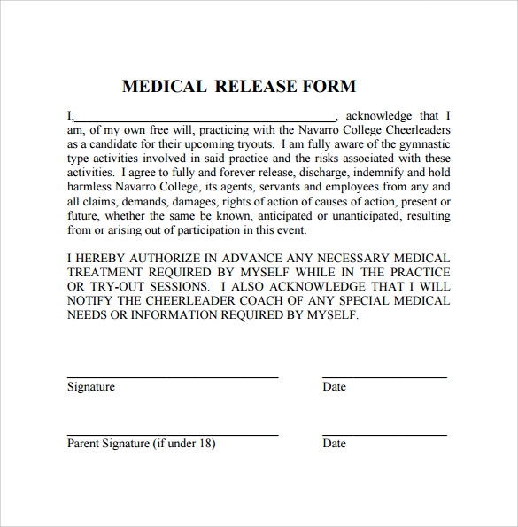 Medical Release Form Template Word