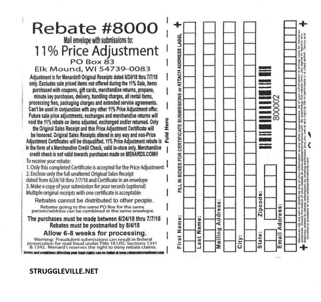 Menards Rebate Form Printable Printable Forms Free Online