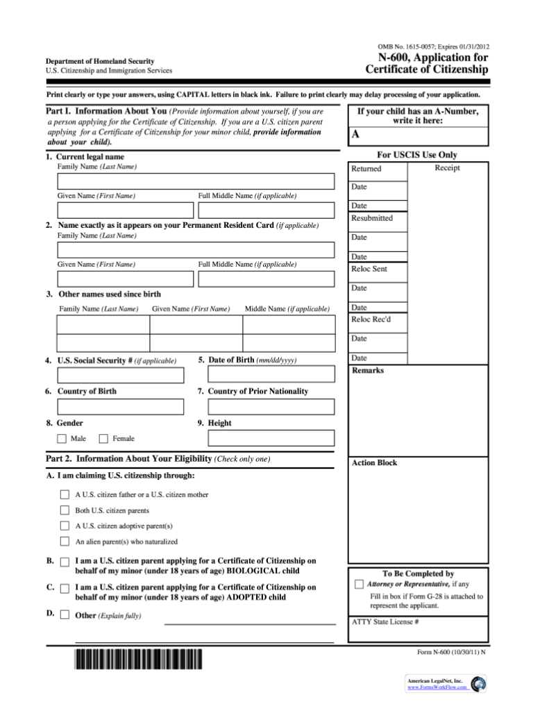 N 600 Form Printable Printable Forms Free Online