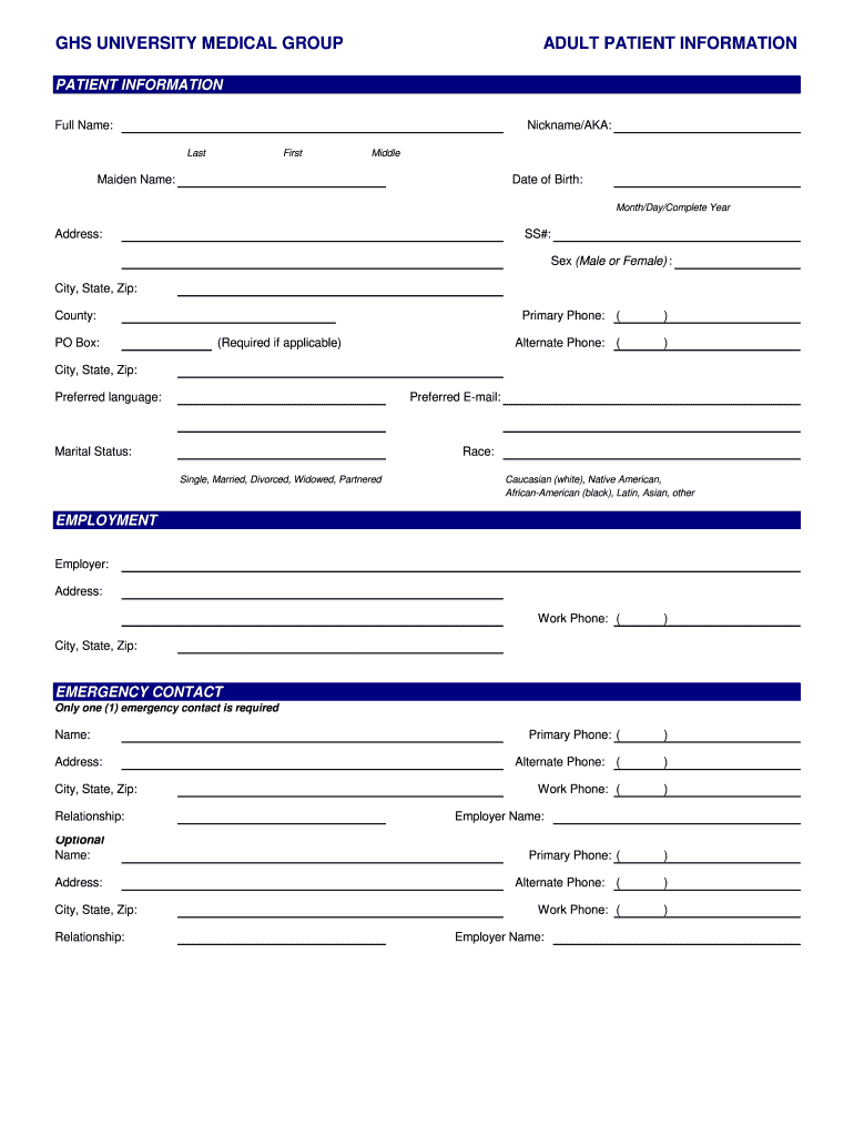 New Patient Forms Printable Fill Online Printable Fillable Blank 