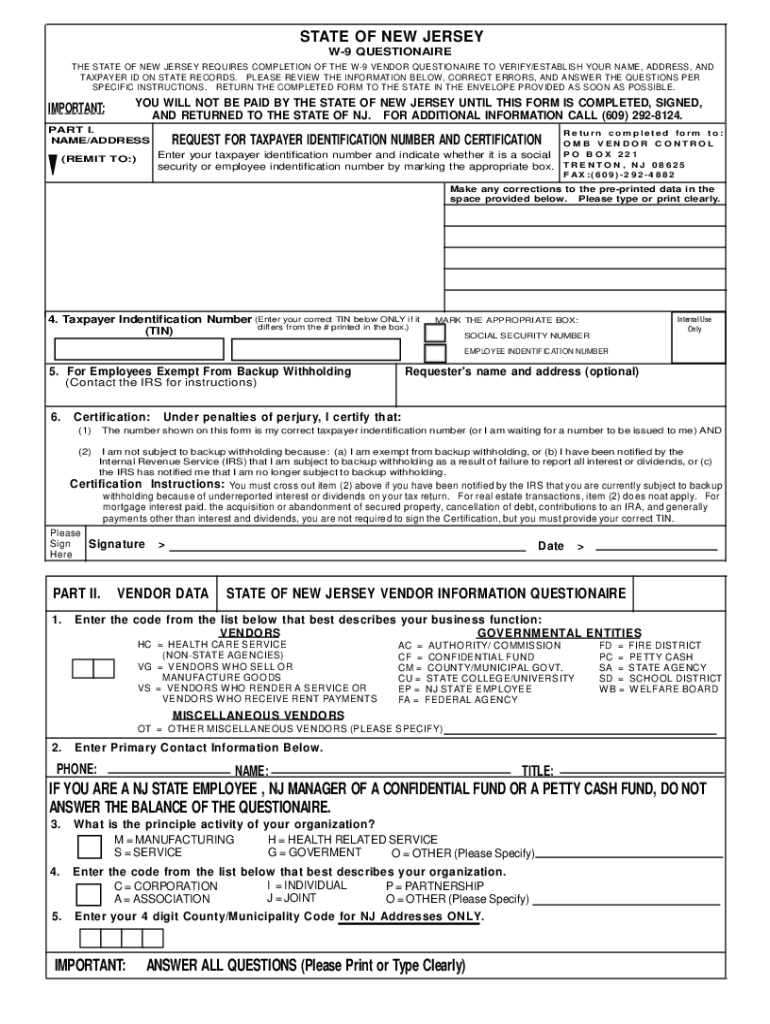 Nj W9 Fill And Sign Printable Template Online US Legal Forms