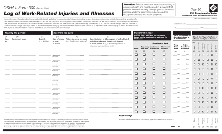 OSHA Form 300 Fill Out Sign Online And Download Printable PDF 