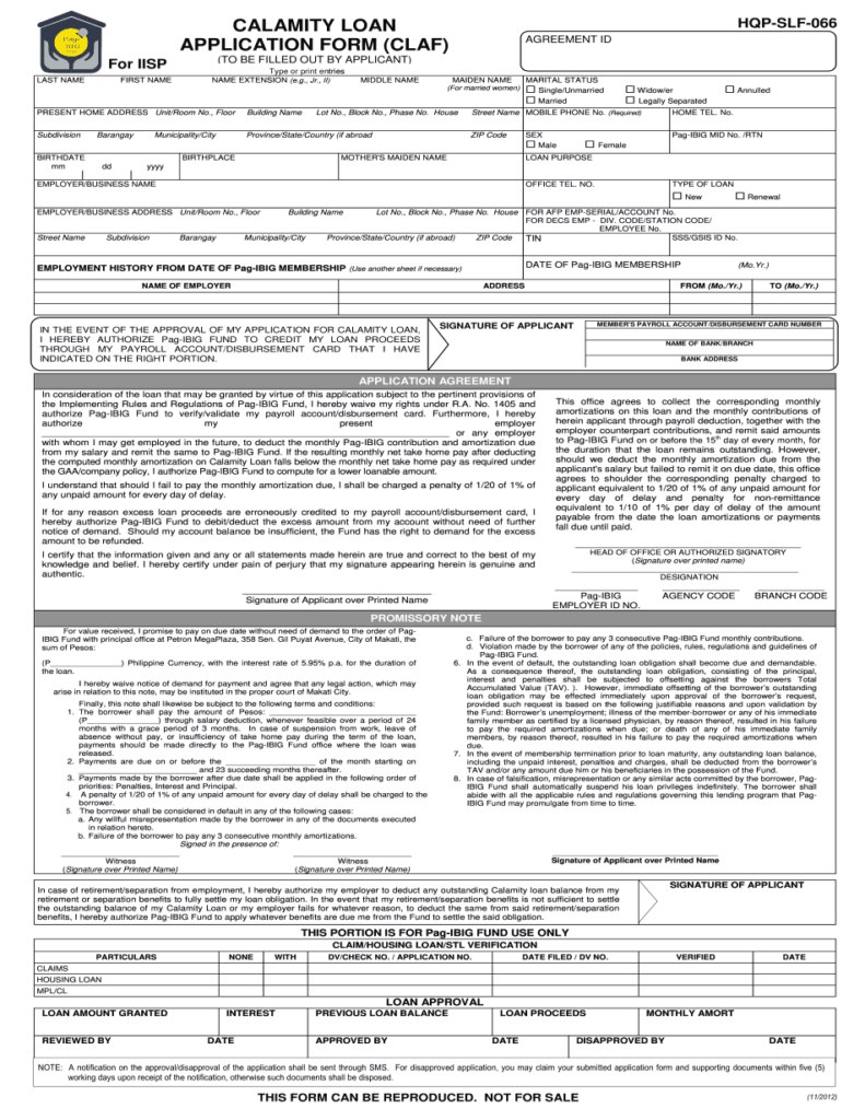 Pag Ibig Calamity Loan Form Fill Online Printable Fillable Blank