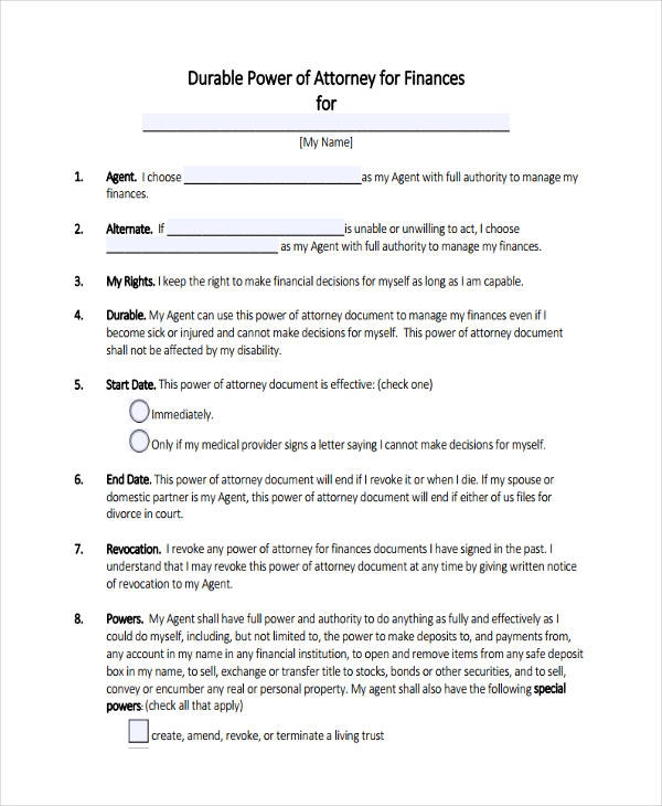 Power Of Attorney Form Free Printable Pdf