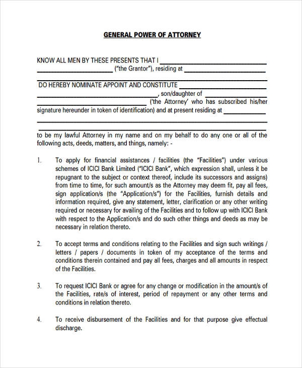 Power Of Attorney Form Free Printable