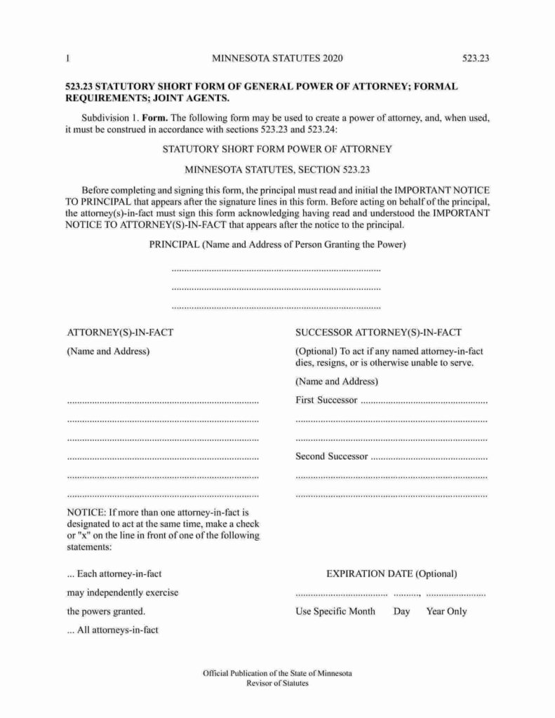 Power Of Attorney Template Minnesota Sample Power Of Attorney Blog