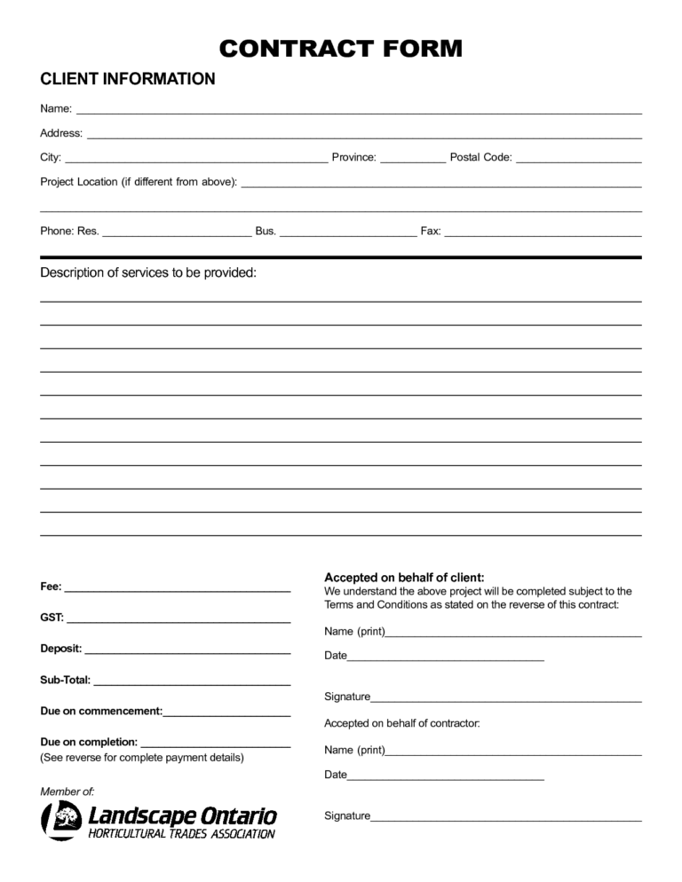 Printable Agreement Forms