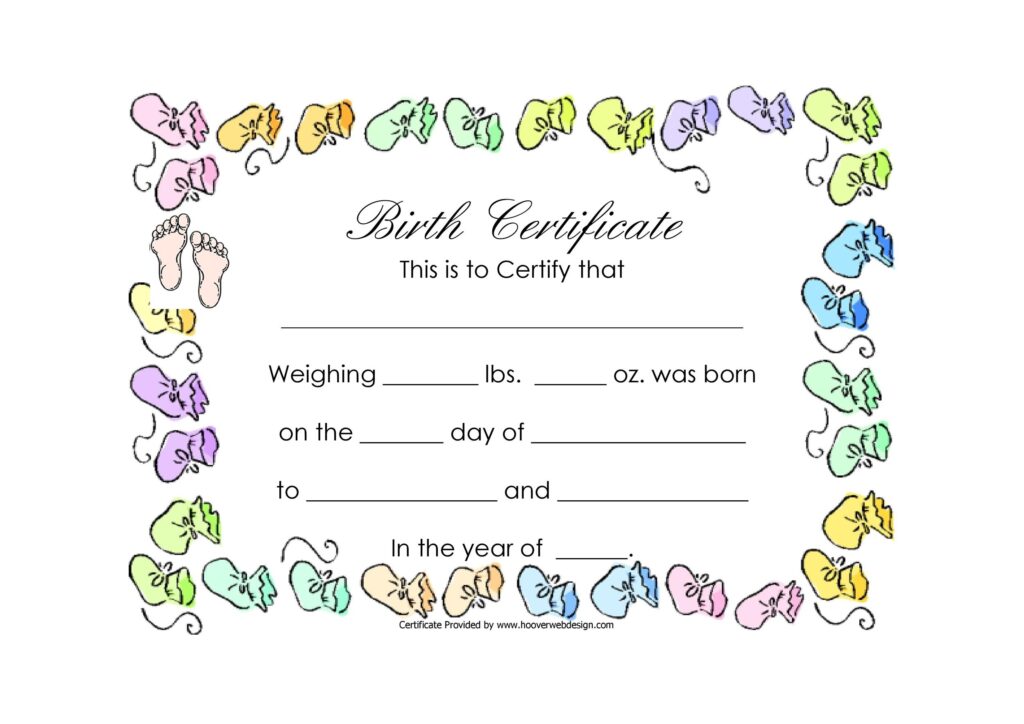 Printable Blank Birth Certificate