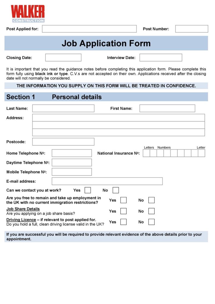 Printable Employment Applications