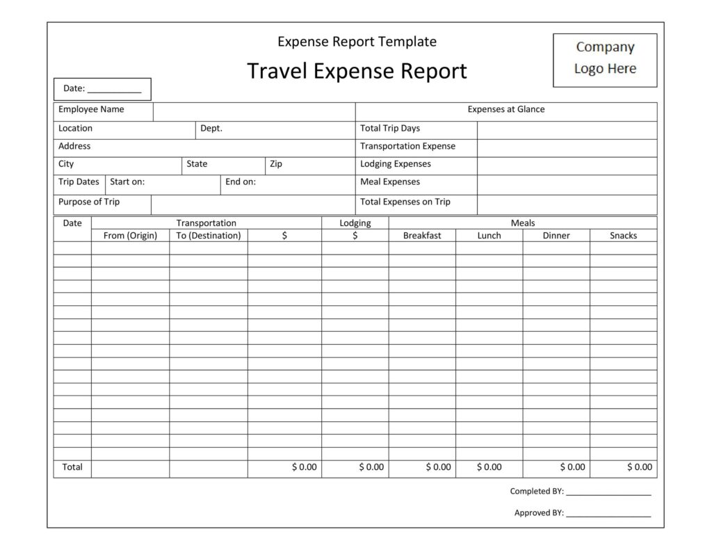 Printable Expense Report Template