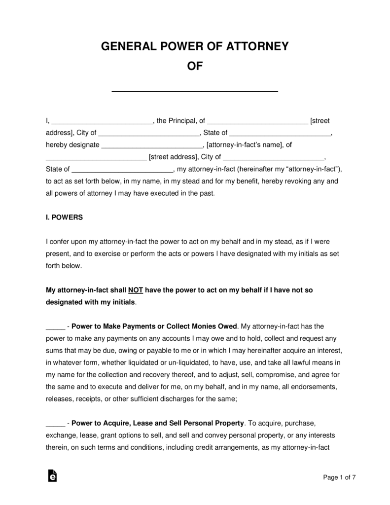 Printable Financial Power Of Attorney Form