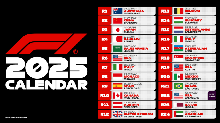 Printable Formula 1 Calendar 2025 Dori Adelaide