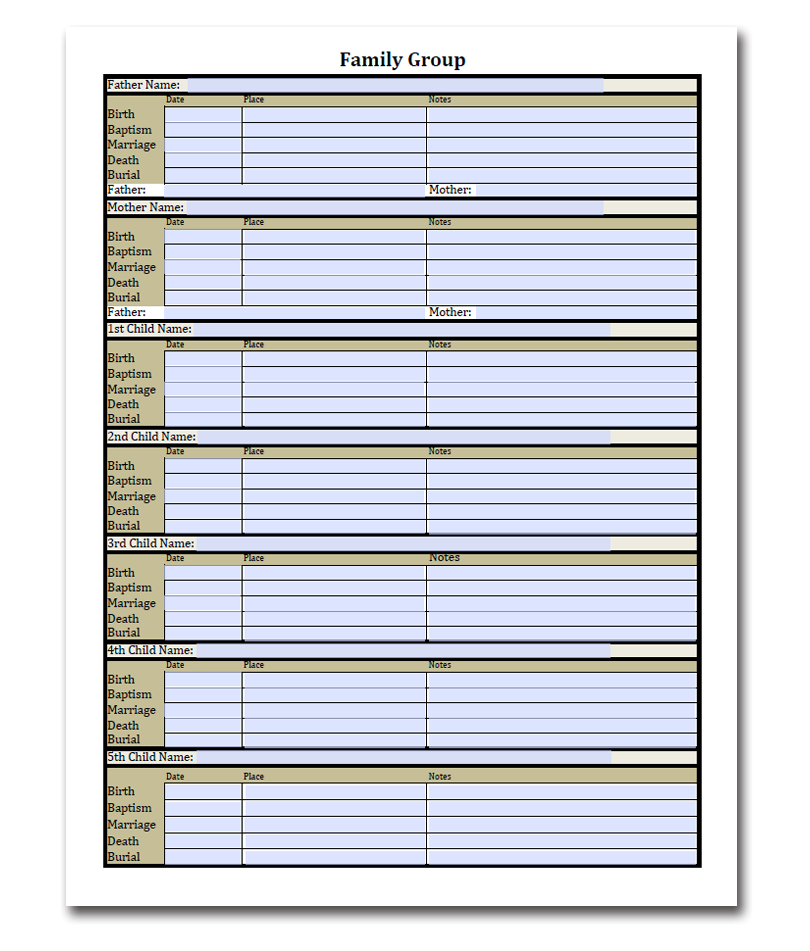 Printable Free Fillable Genealogy Forms